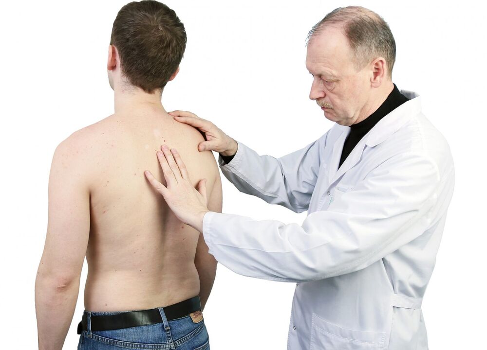 De diagnose van osteochondrose omvat een medisch onderzoek van de wervelkolom
